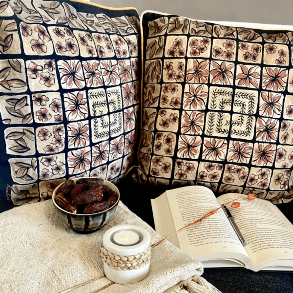 'Medieval Tiles’ Designer Black Cushion Cover